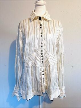 Women's Cream Stripe Button-Down Shirt